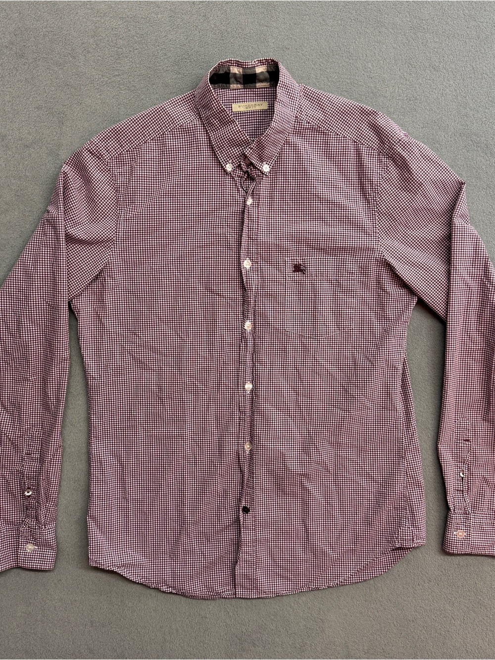 Burberry Brit Shirt Medium Men's Button Up Long Sleeve Check Logo Red